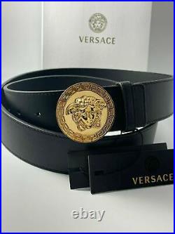Authentic Versace Black Leather Belt Classic La Medusa Buckle PICK SIZE