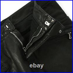 BALMAIN $3615 black leather slim quilted zipper pocket lambskin biker pants 48