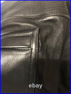 BALMAIN $3826 Black Leather Slim Quilted Zipper Pocket Lambskin Biker Pants 48