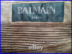 BALMAIN made in France authentic men's leather moto biker pants size 52
