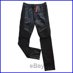 BALMAIN x H&M Mens Black Quilted Sections Leather Joggers Pants Trousers Small