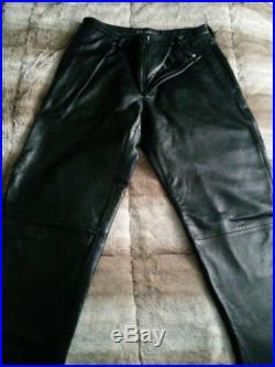 BANANA REPUBLIC MENS CLASSIC BLACK LEATHER STRAIGHT LEG PANTS SIZE 30 INSEAM 32
