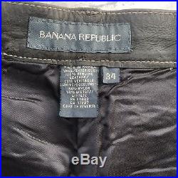 BANANA REPUBLIC Men's Dark Brown Leather Patchwork Pants Size 34 x 31