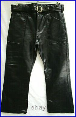 BATES of CA. BLACK. LEATHER. MOTORCYCLE. PANTS. 38 X 32. NEW OLD STOCK