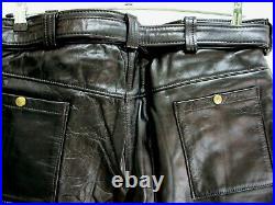 BATES of CA. BLACK. LEATHER. MOTORCYCLE. PANTS. 38 X 32. NEW OLD STOCK