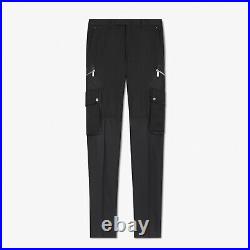 BERLUTI 1180$ Black Virgin Wool Cargo Pants Scritto Leather Details