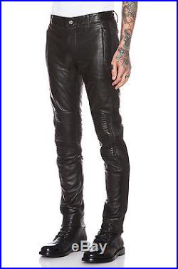 BLK DNM Men's Black Leather Motorcycle Moto Biker pants sz 32 R $995
