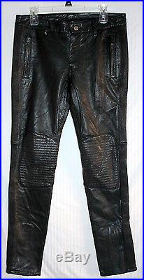 BLK DNM Men's Black Leather Motorcycle Moto Biker pants sz 32 R $995