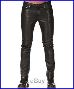 BLK DNM Mens Leather Pants 25 Black Size 31x32 Moto Biker New With Tags