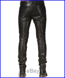 BLK DNM Mens Leather Pants 25 Black Size 31x32 Moto Biker New With Tags