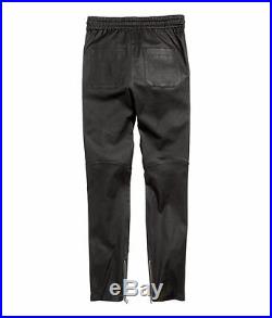 BNWT BALMAIN x H&M Mens Black Quilted Sections Leather Joggers Pants Trousers L