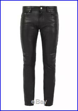 BNWT DIESEL P THAVAR L Mens Leather Trousers Black Biker Pants Jeans Slim Fit 33