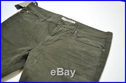 BURBERRY BRIT Men's Green Corduroy Slim Pants Jeans Leather Logo Sz 36 NWT