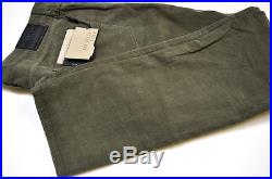BURBERRY BRIT Men's Green Corduroy Slim Pants Jeans Leather Logo Sz 36 NWT