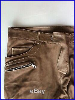 Balmain Biker Leather Pants %100 Lambskin 52. Rare Piece. Retail Price $1,020