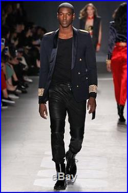 Balmain H&M HM Men's Black Moto Leather Skinny Joggers Pants XS New