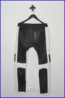Balmain Men's Black Biker Style Nappa Leather Trousers
