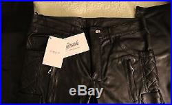 Balmain Men's Leather Quilted Moto Biker Pants Jeans Size 46 / 30 Brand New