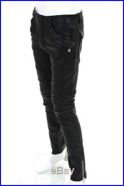 Balmain Mens Biker Zipper Ankle Pants Black Leather Size 50