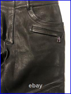 Balmain Mens Biker Zipper Ankle Pants Black Leather Size 50 Original MSRP $3950