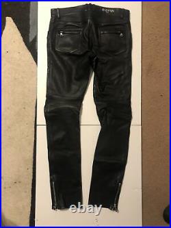 Balmain Mens Biker Zipper Ankle Pants Black Leather Size 50 Original MSRP $3950