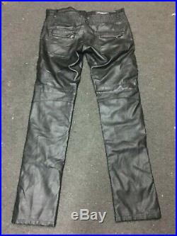 Balmain Mens Black Leather Moto Pants Size 34 (Read Description)
