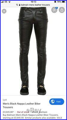Balmain mens leather motorcycle trousers W36 L31 Jeans Rrp £2495 Sold Out