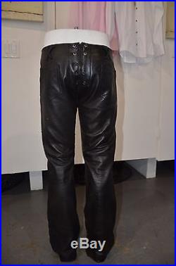 Bebe Men Custom Altered Leather Pants Size 32 Liquid Beading Rare