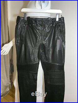 Belstaff Mens Black TELFORD Biker Leather Pants Trousers Sz IT 48 UK 38 /31 32
