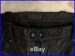 Belstaff Mens Black TELFORD Biker Leather Pants Trousers Sz IT 48 UK 38 /31 32