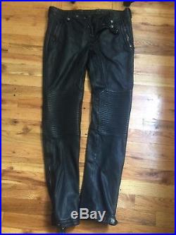 Belstaff NEW Black Men's Leather Biker Trousers Pants