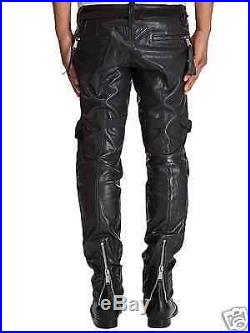 Bespoke 100% Genuine Handmade Leather Mens Pants Luxury Trouser Jeans Slant Zip