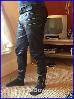 Bespoke Premium Sheep Leather Mens Zip Style Luxury Pants Jeans Trouser Breeches