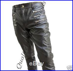 Bespoke Premium Sheep Leather Mens Zip Style Luxury Pants Jeans Trouser Breeches