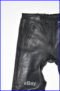 Black Leather Armour Biker Motorcycle Men's Trousers Pants Jeans Size W34 L32