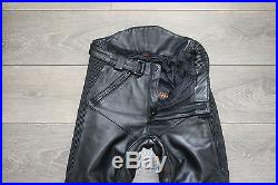 Black Leather HEIN GERICKE Racing Sport Men's Pants Jeans Trousers Size W31 L28