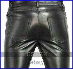 Black Leather Pants For Men Slim Fit Style Biker Trousers