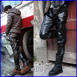 Black Leather Pants Men Soft Lambskin Genuine Leather Sexy Trouser Style