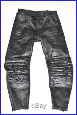 Black Leather SCHUH Biker Motorcycle Armour Men's Trousers Pants Size W32 L28