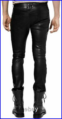 Black Men's Leather Pants Designer Pant Genuine Soft Lambskin Biker Pants