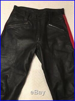 Black Northbound Leather Men's black Leather Pants Red stripe, 29x28, Kink Gay