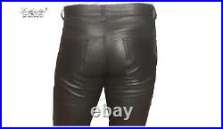 Black STRETCHABLE LEATHER super skintight skinny leather jeans pants tube