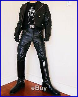 Black leather pants motocycle pants BREECHES NEW leather trousers/ pants black