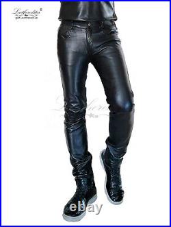 Black super SkinTight super skinny leather jeans fits skitight