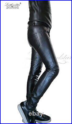 Black super SkinTight super skinny leather jeans fits skitight