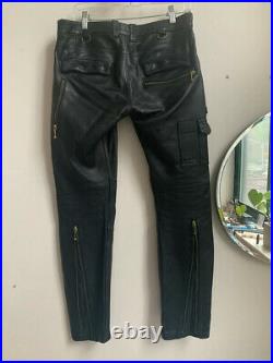 Blackmeans black leather moto zipper pants men's size 3 30 undercover rick owens