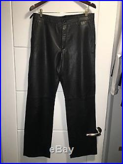 Boss Hugo Boss Men's Real Leather Pants 40R Black