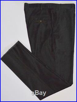 Brioni Mens Moena Leather Detail Velvet Dress Pants Size 40 US / 56EU NEW $600