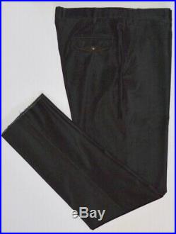 Brioni Mens Moena Leather Detail Velvet Dress Pants Size 42 US / 58EU NEW $600