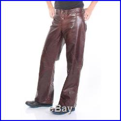 Brown Leather New York Speed Pants Men Brown Size 28